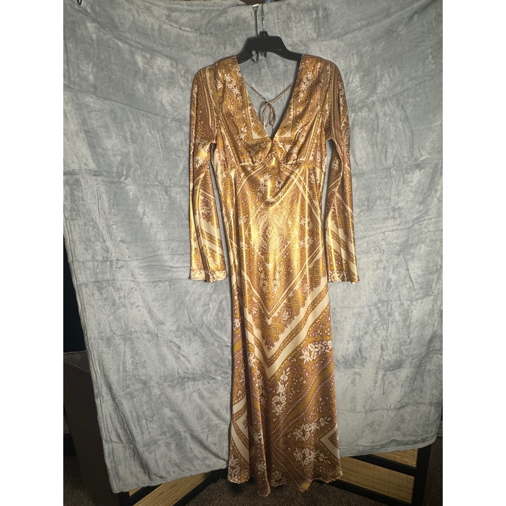 Free People Gold Paisley Maxi Dress